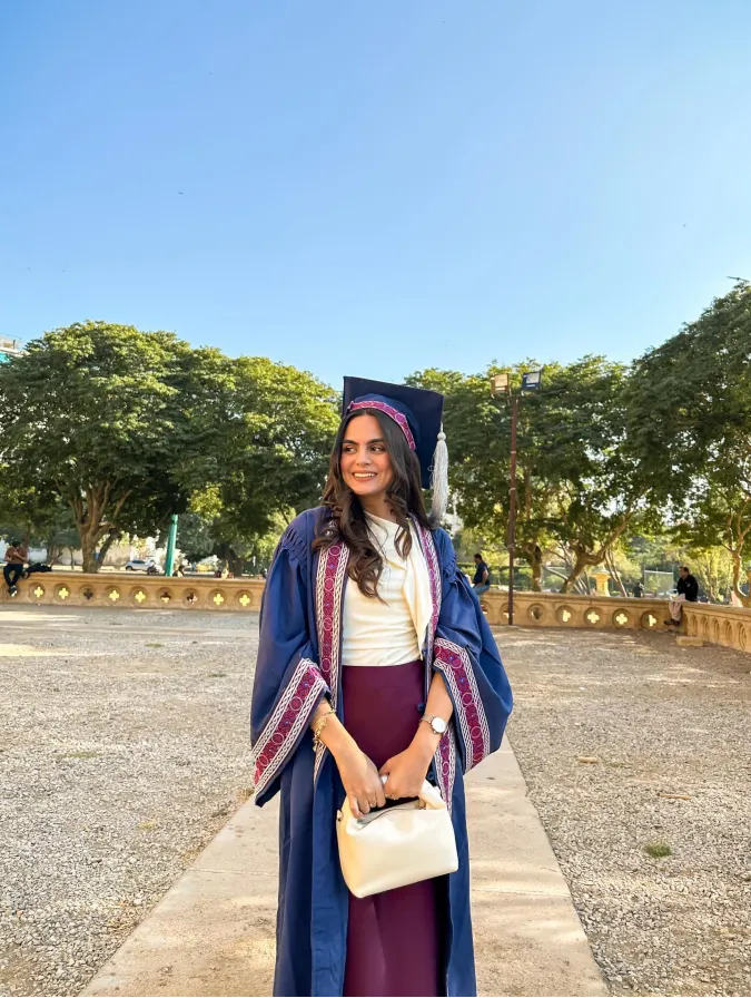 Tailored Navy and Plum Layers: Sophisticated Grace for Graduation Success