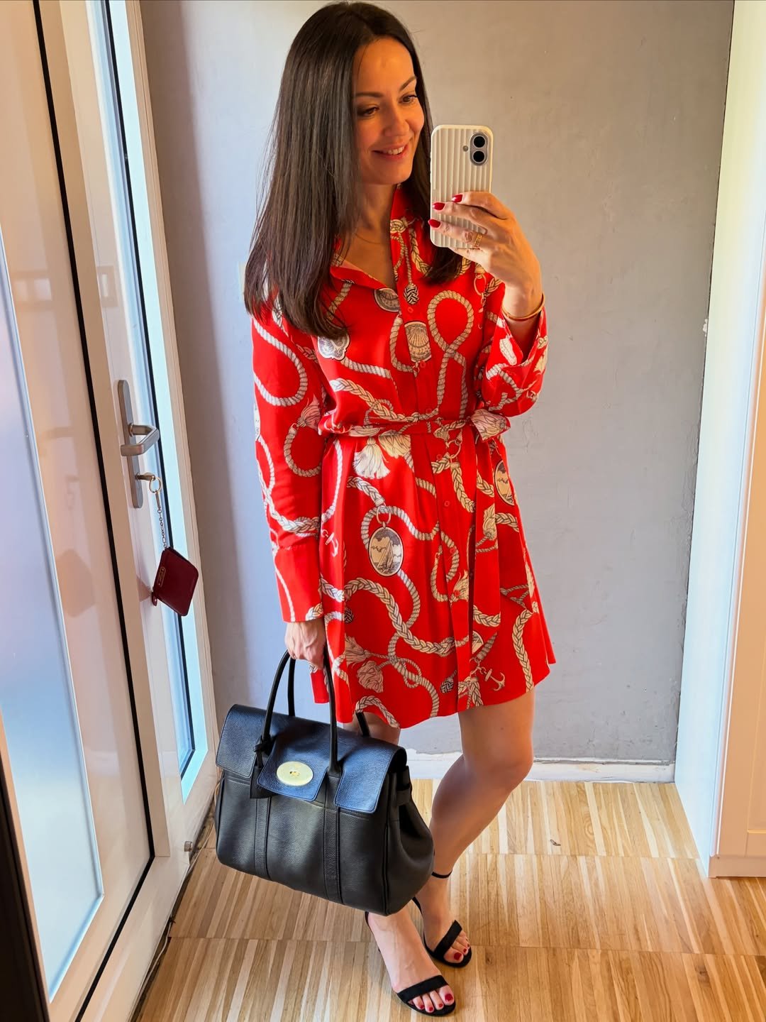 Vibrant Nautical Red Shirt Dress