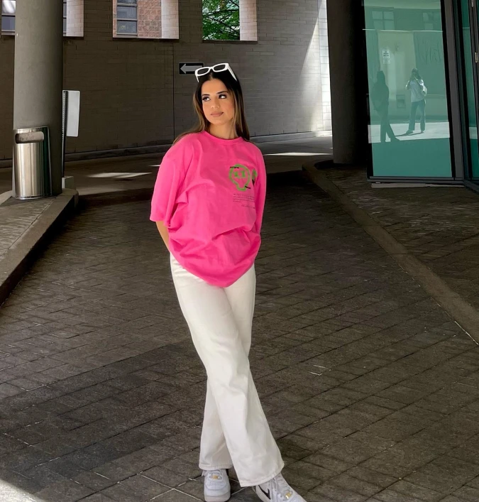 Vibrant Pink and Crisp White: Energetic Streetwear Basics