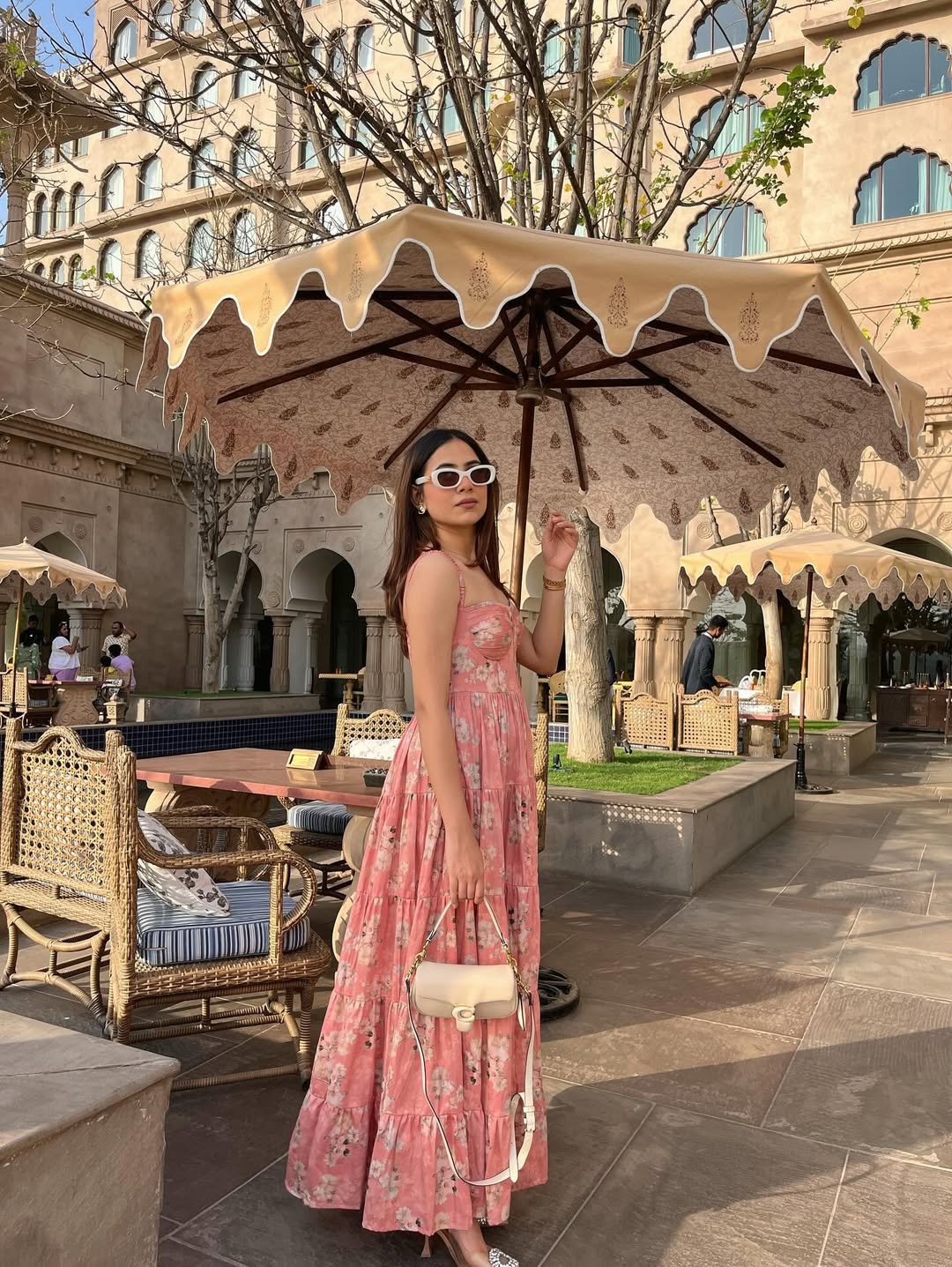 Blush Floral Breezy Tiered Maxi Elegant Outdoor Networking