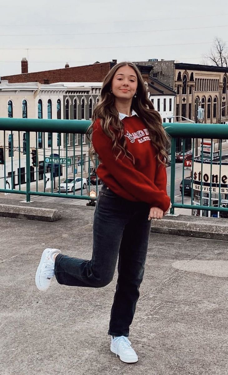Bold Red, Relaxed Layers: Comfortable Weekend Outfits For 13 Year Old Girls