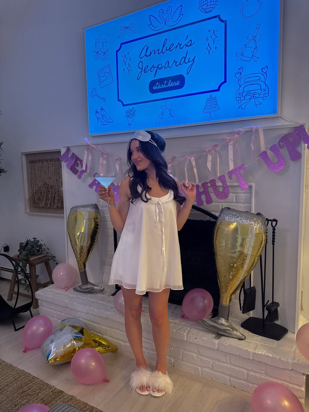 Breathable White Bridal Sleepwear for a Cozy Game Night Bachelorette Party