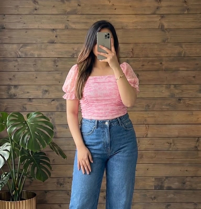 Bright Pink Puff Sleeve Top with Wide Leg Jeans Effortless Everyday Ease