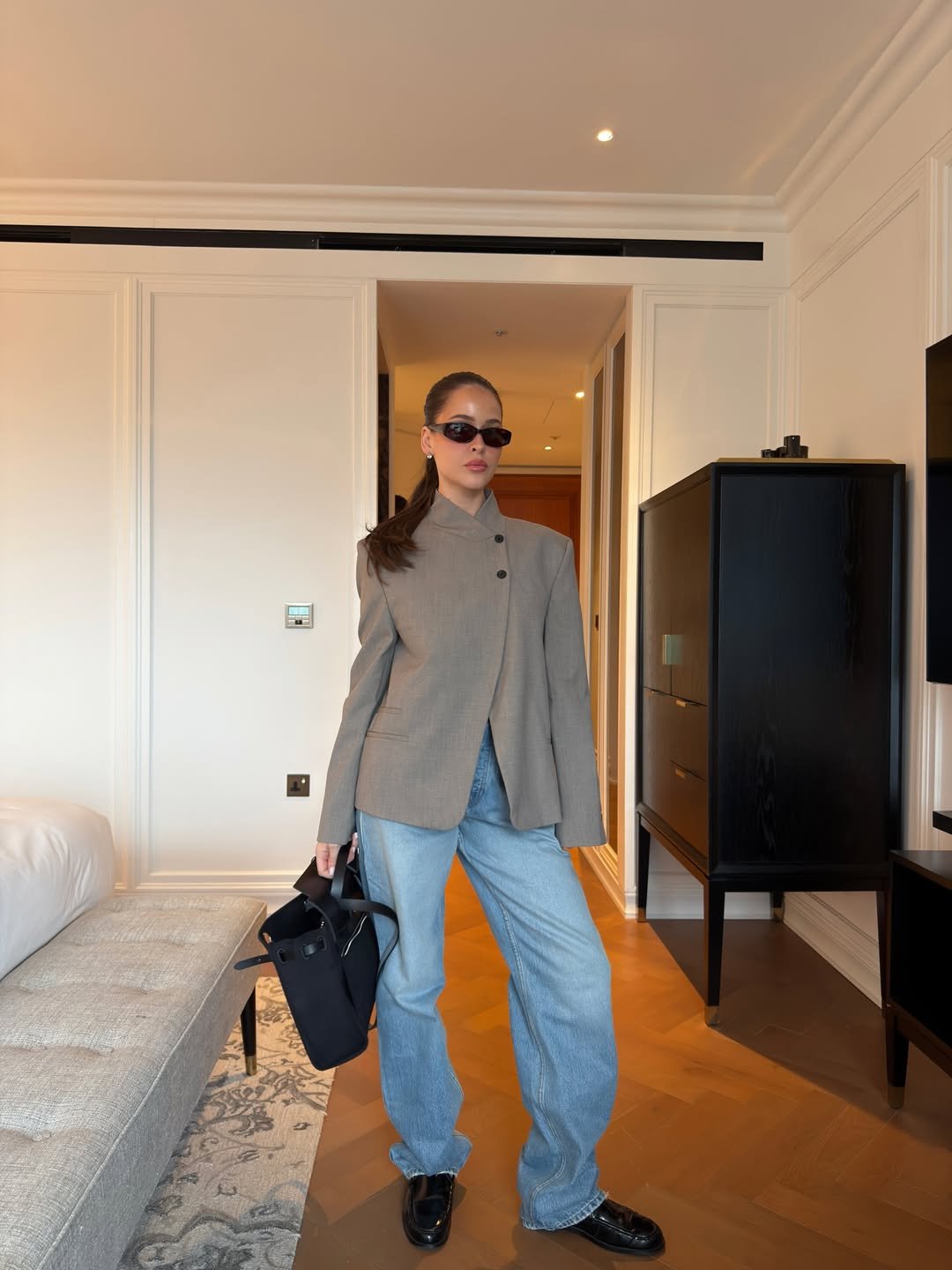 Business Casual Mock Neck Blazer and Denim