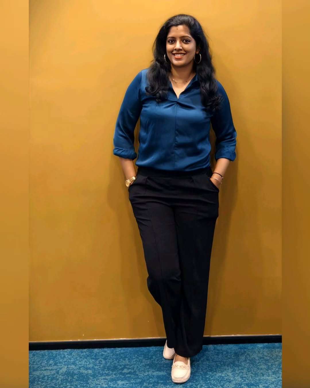 Business Casual Satin Blouse Ensemble