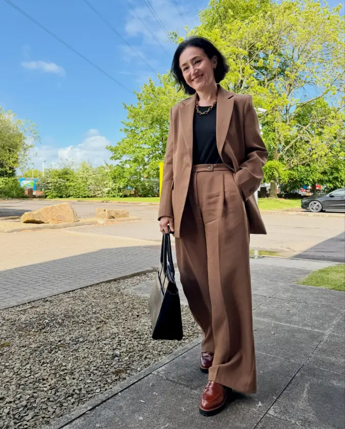 Casual Friday Chic: Brown Suit Edition