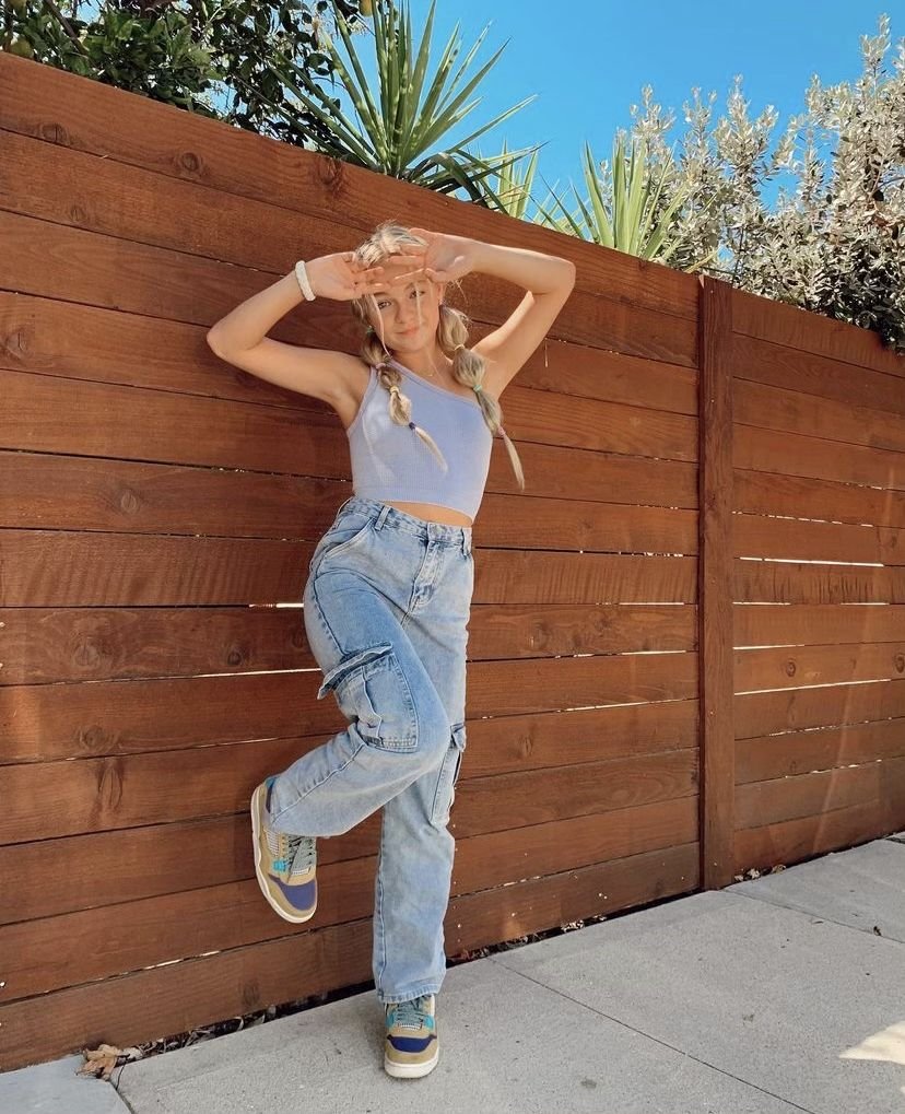 Casual Lavender and Light Denim Loose Fit Weekend Wear