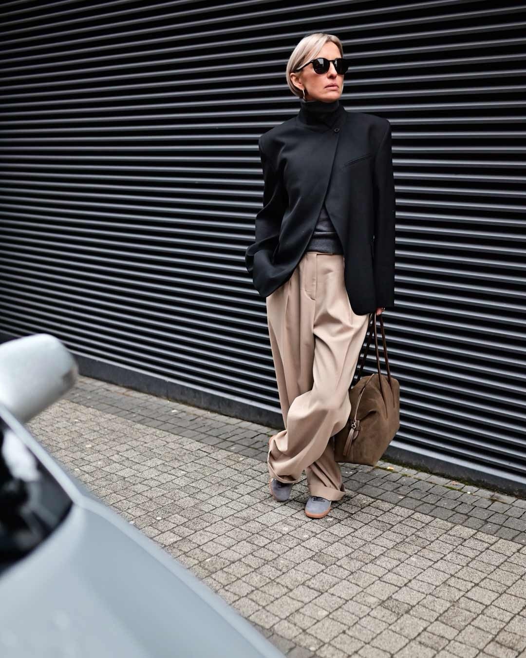 Casual Neutral Wide Leg Blazer Outfit