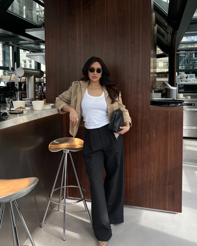 Chic Neutral Layers Coffee Shop Study Outfit