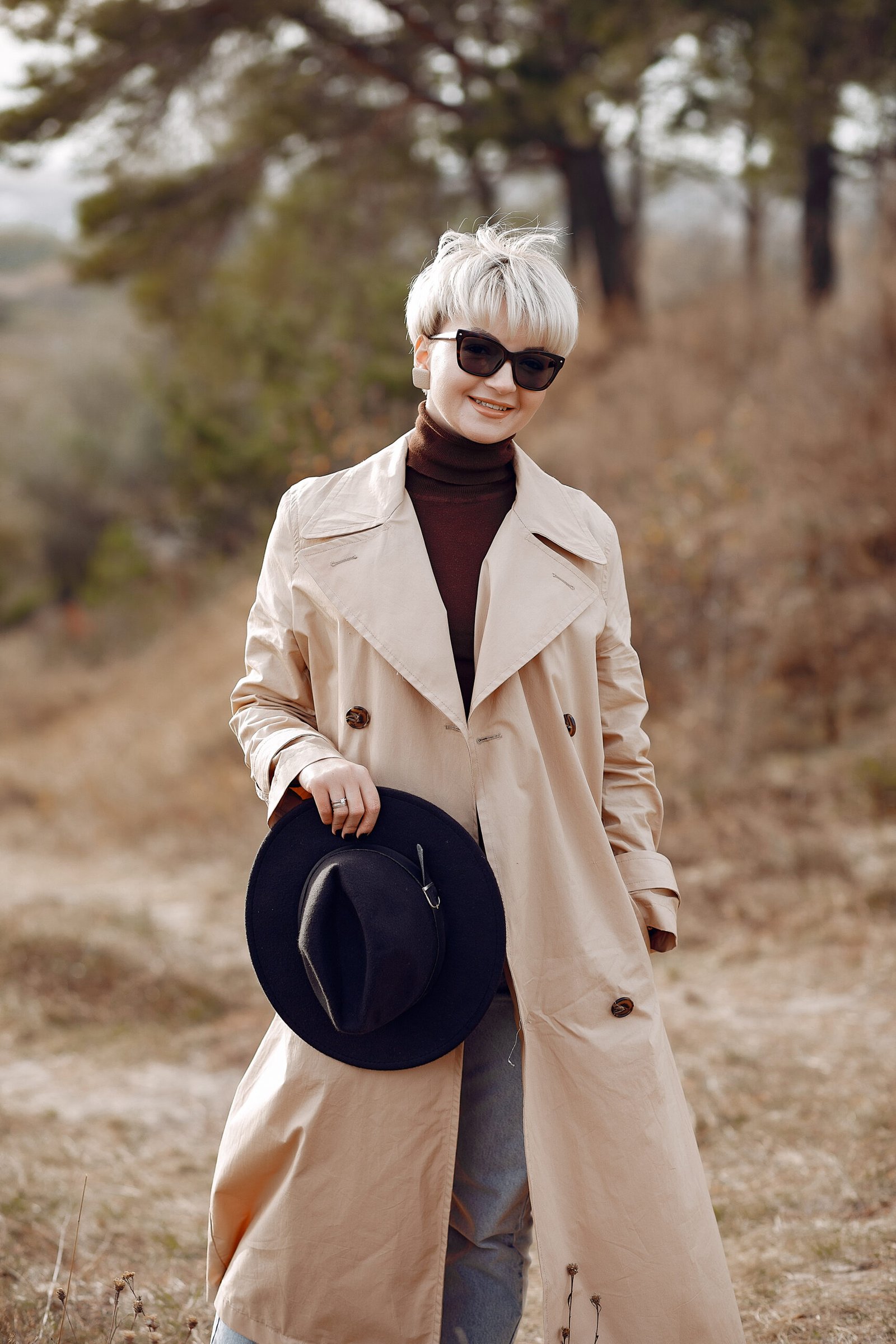 Chic Neutral Trench & Turtleneck, Elevated Casual Outing
