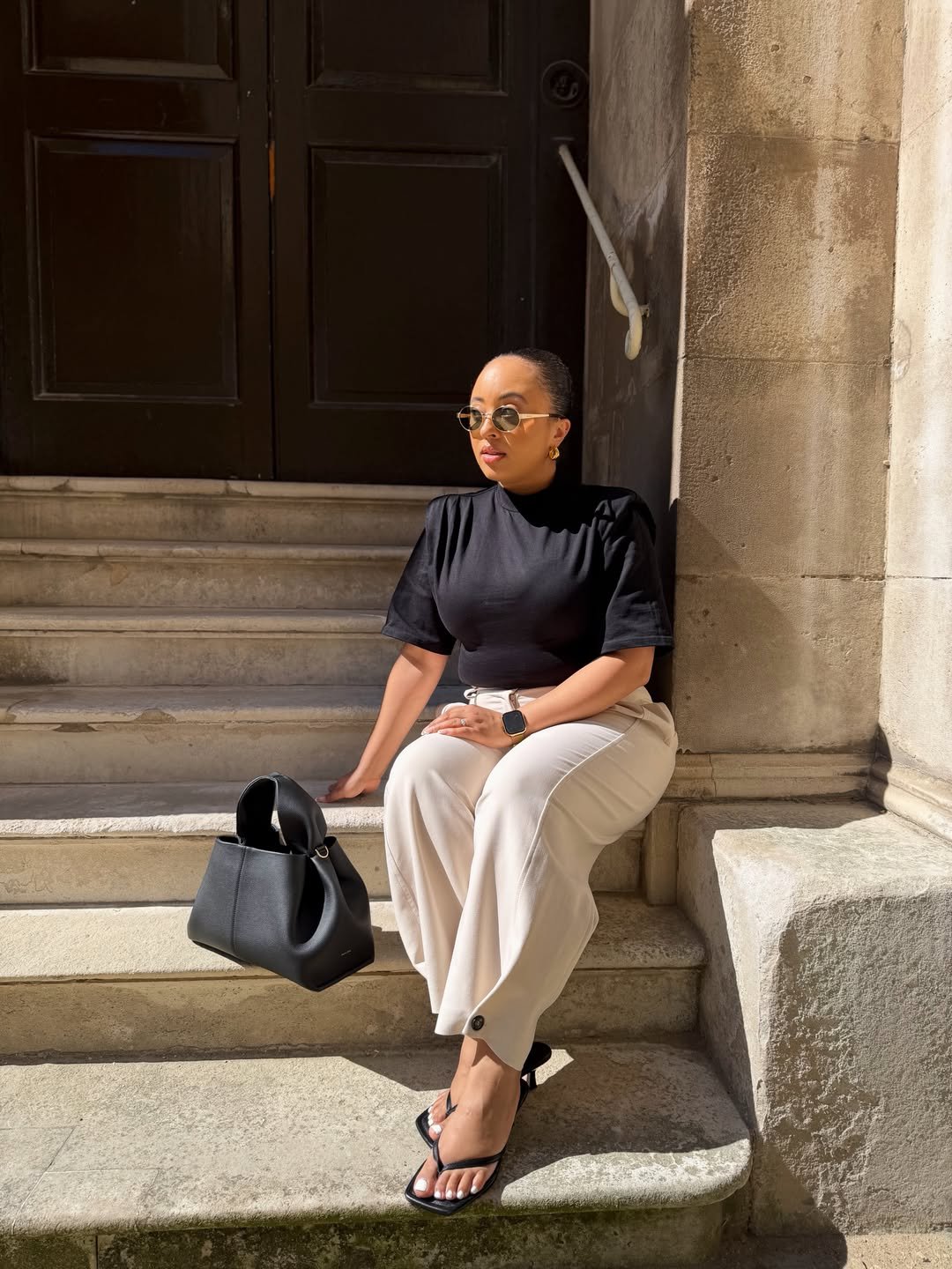Chic Neutral Wide Leg Pants Polished Networking Look