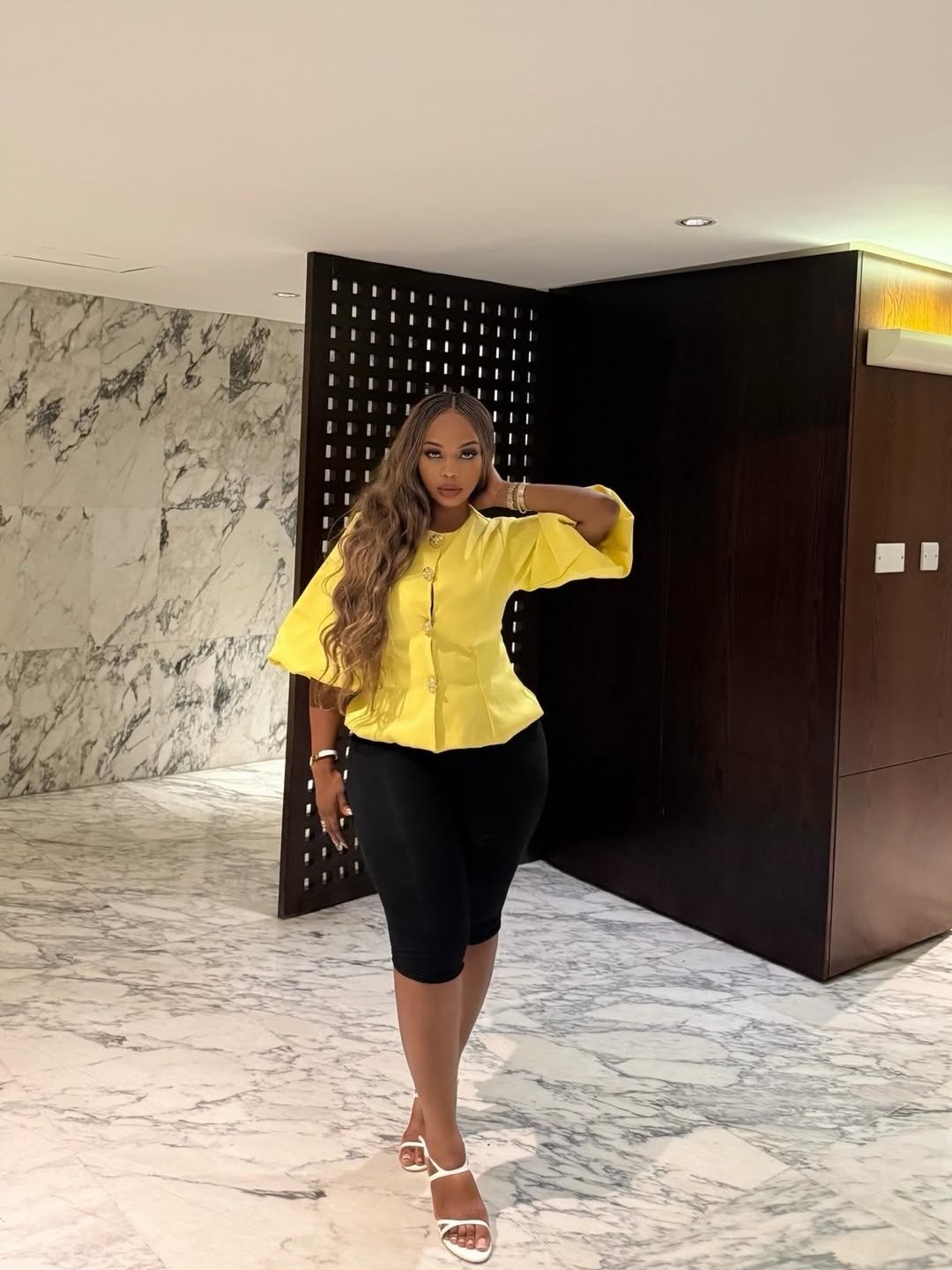 Chic Yellow Peplum Blazer and Sleek Capris