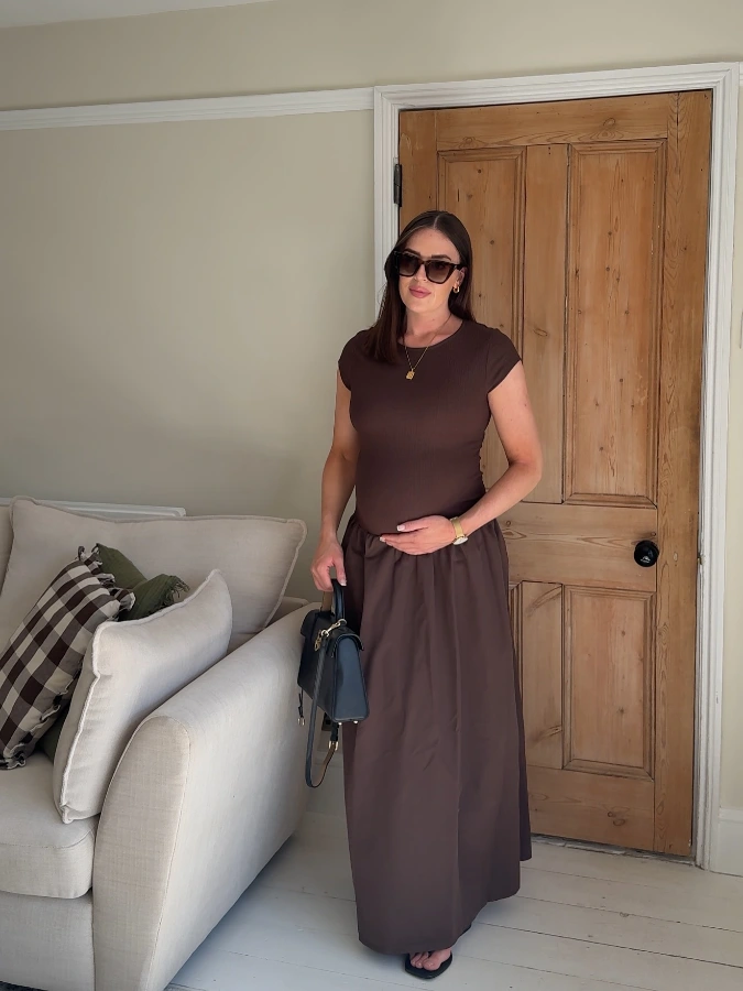 Chocolate Brown Maxi Skirt Ensemble