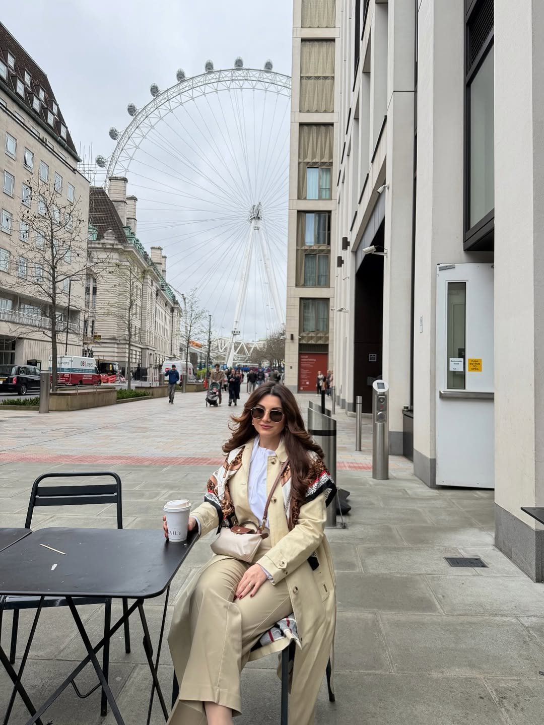 Classic Neutral Trench and Silk Scarf Layering