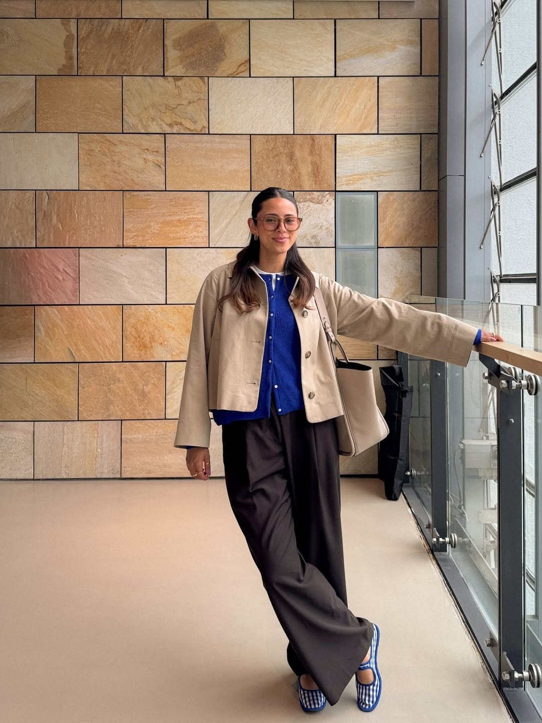 Cobalt Blue, Tan, and Flowy Fit Casual Professional Layers