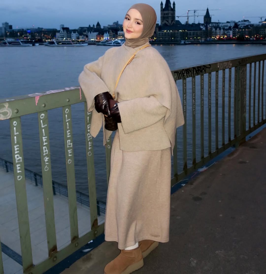 Cozy Beige Knit Set Refined Modest Style for Professional Gatherings