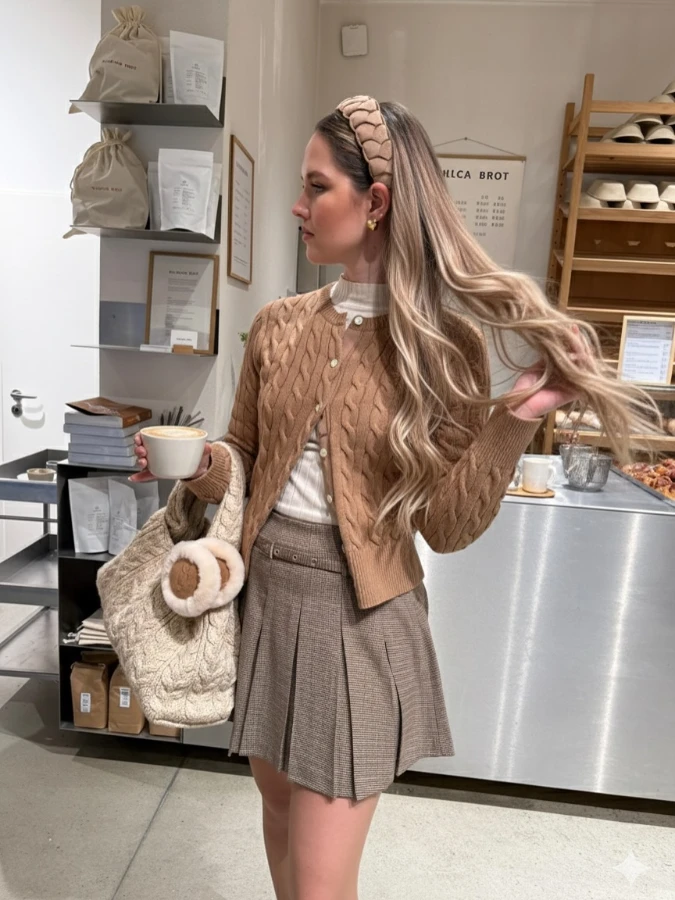 Cozy Cardigan Coffee Shop Study Look