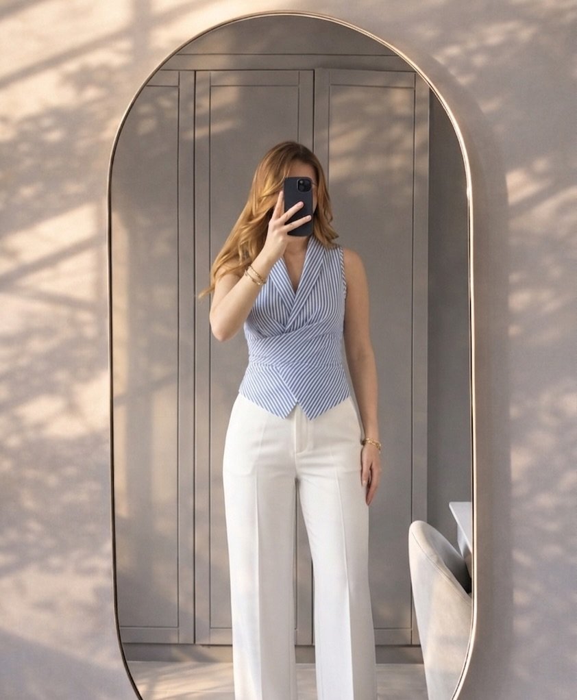 Crisp Blue and White Tailored Chic Smart Casual Staples