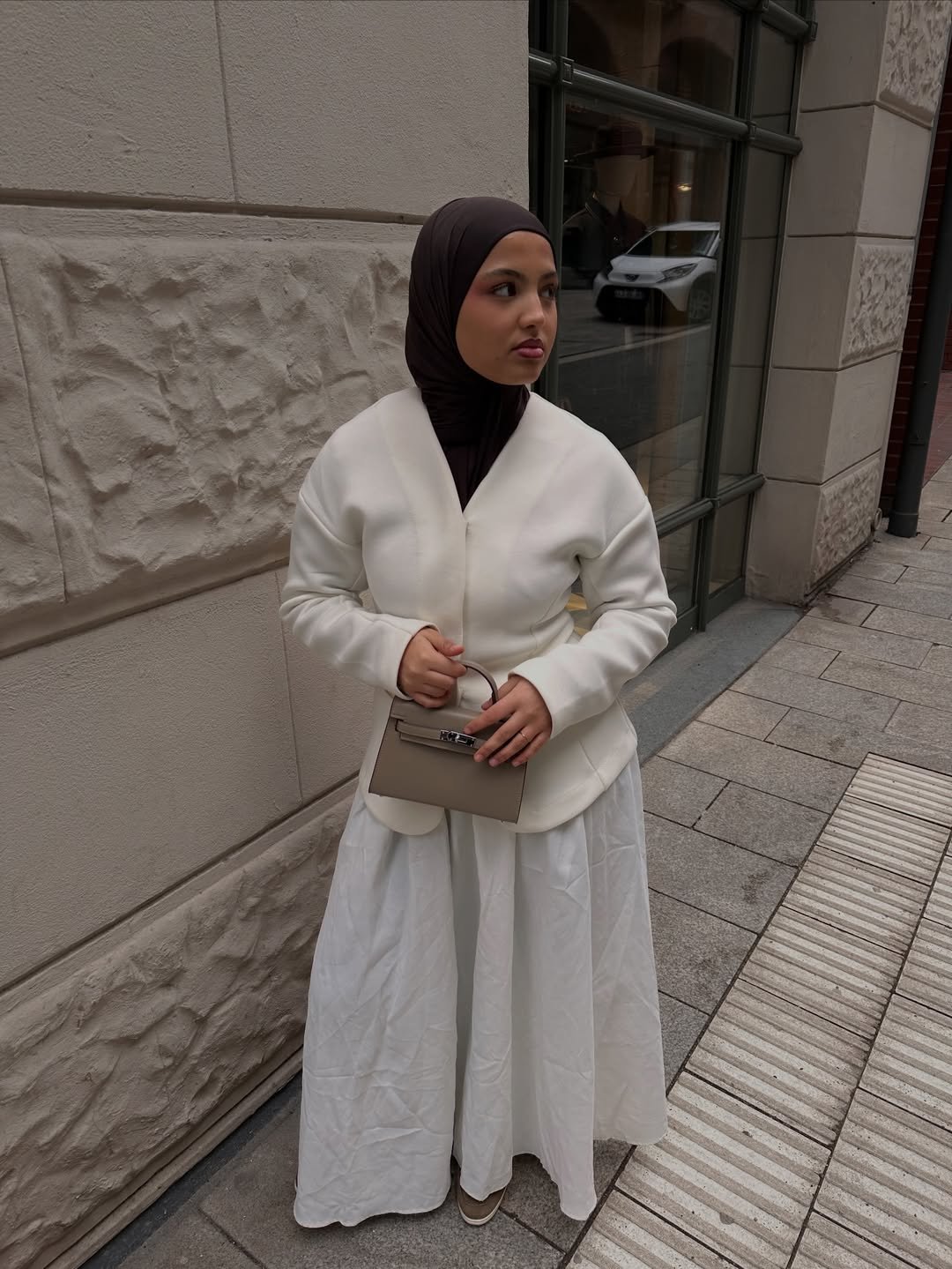 Crisp Cream Tailored Structured Modest Professional Wear