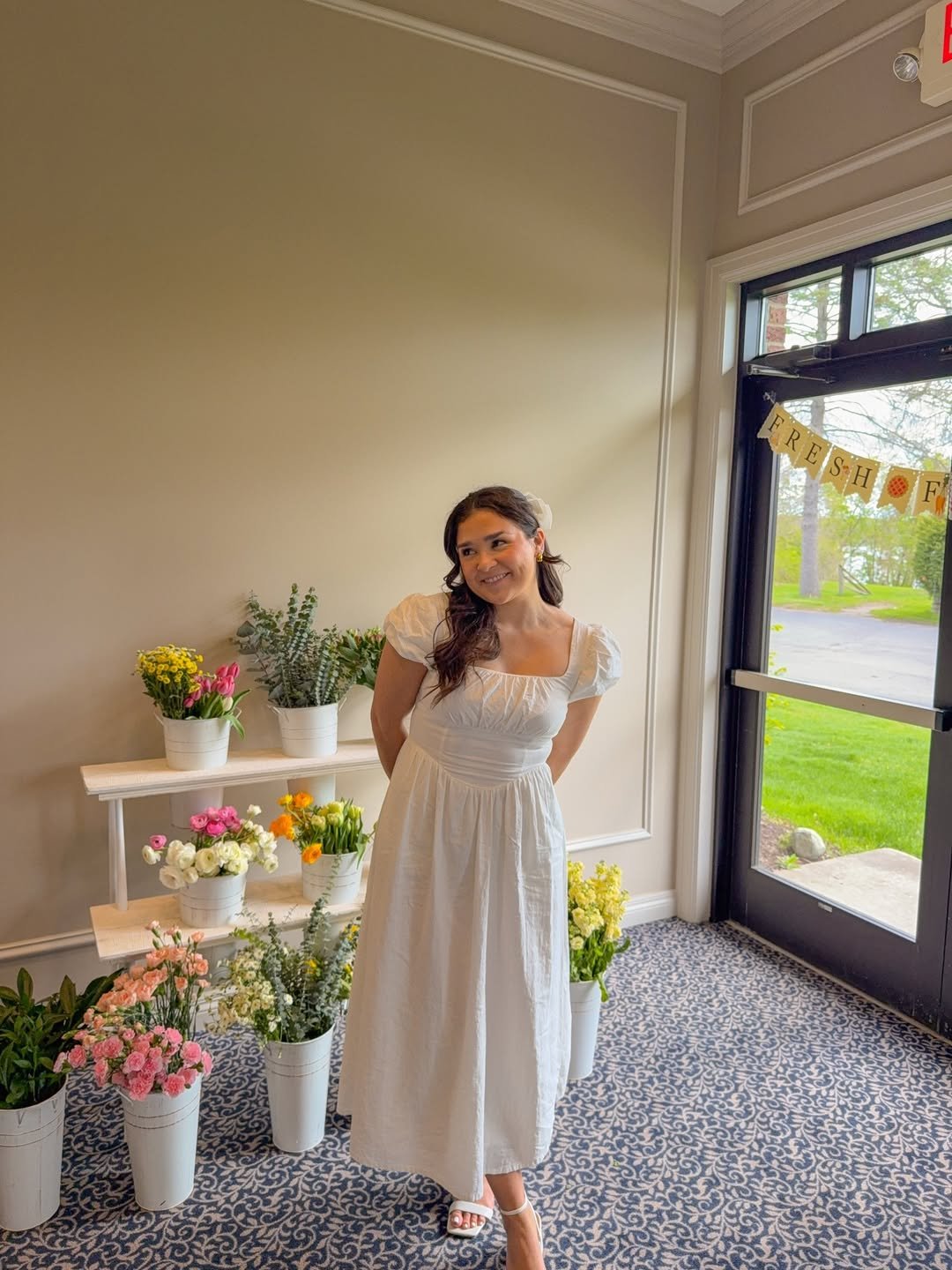 Crisp White Breathable Cotton Midi Dress for Casual Bridal Celebrations
