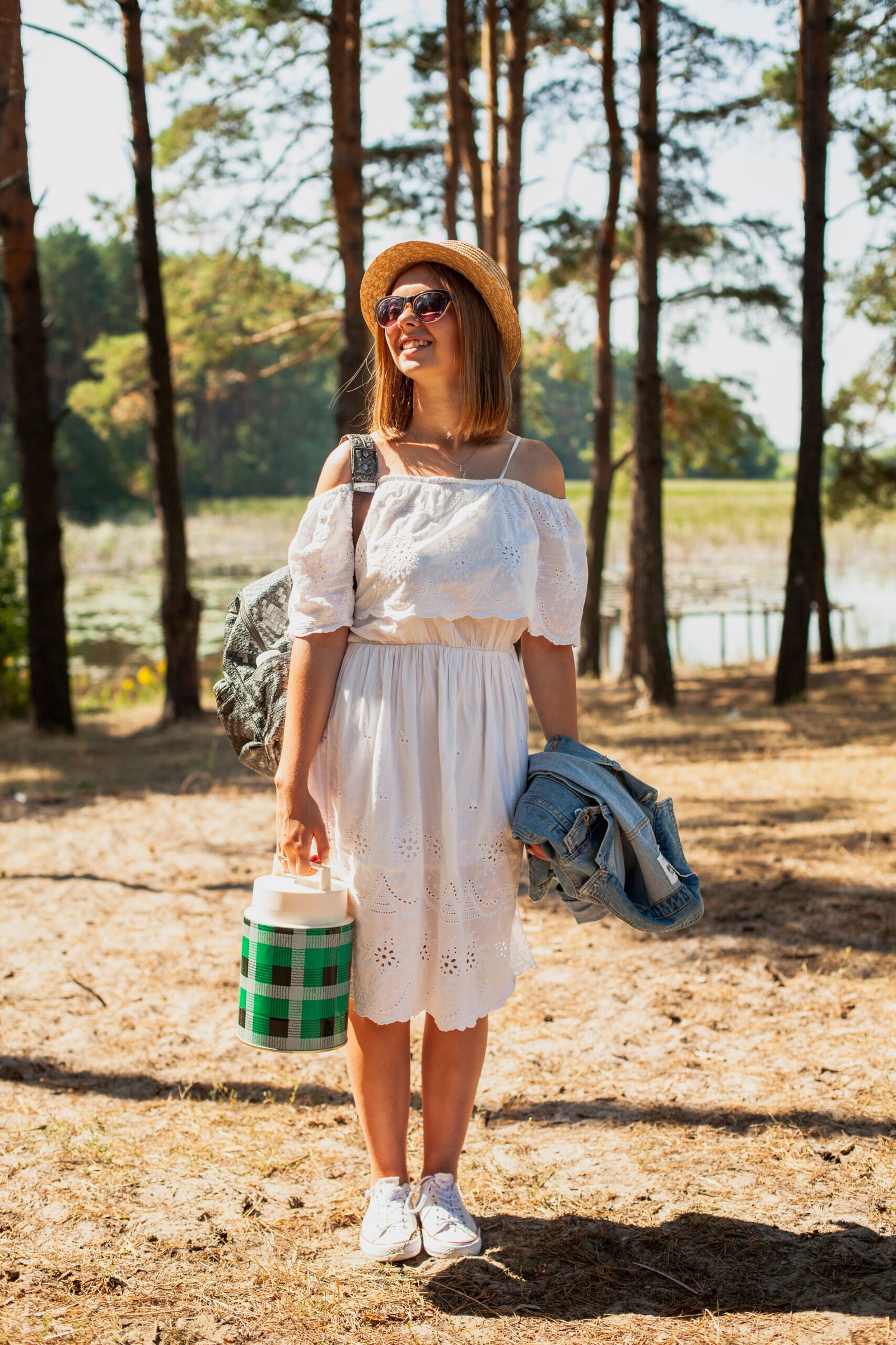 Crisp White Eyelet Mid Dress: Breezy Postpartum Comfort