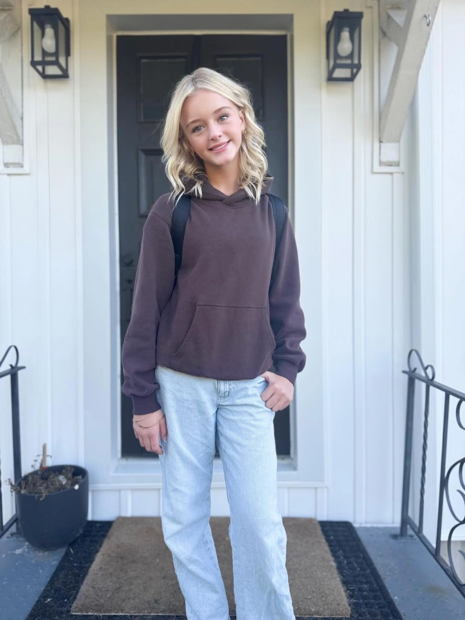 Earthy Brown Hoodie and Light Denim: Essential School Comfort