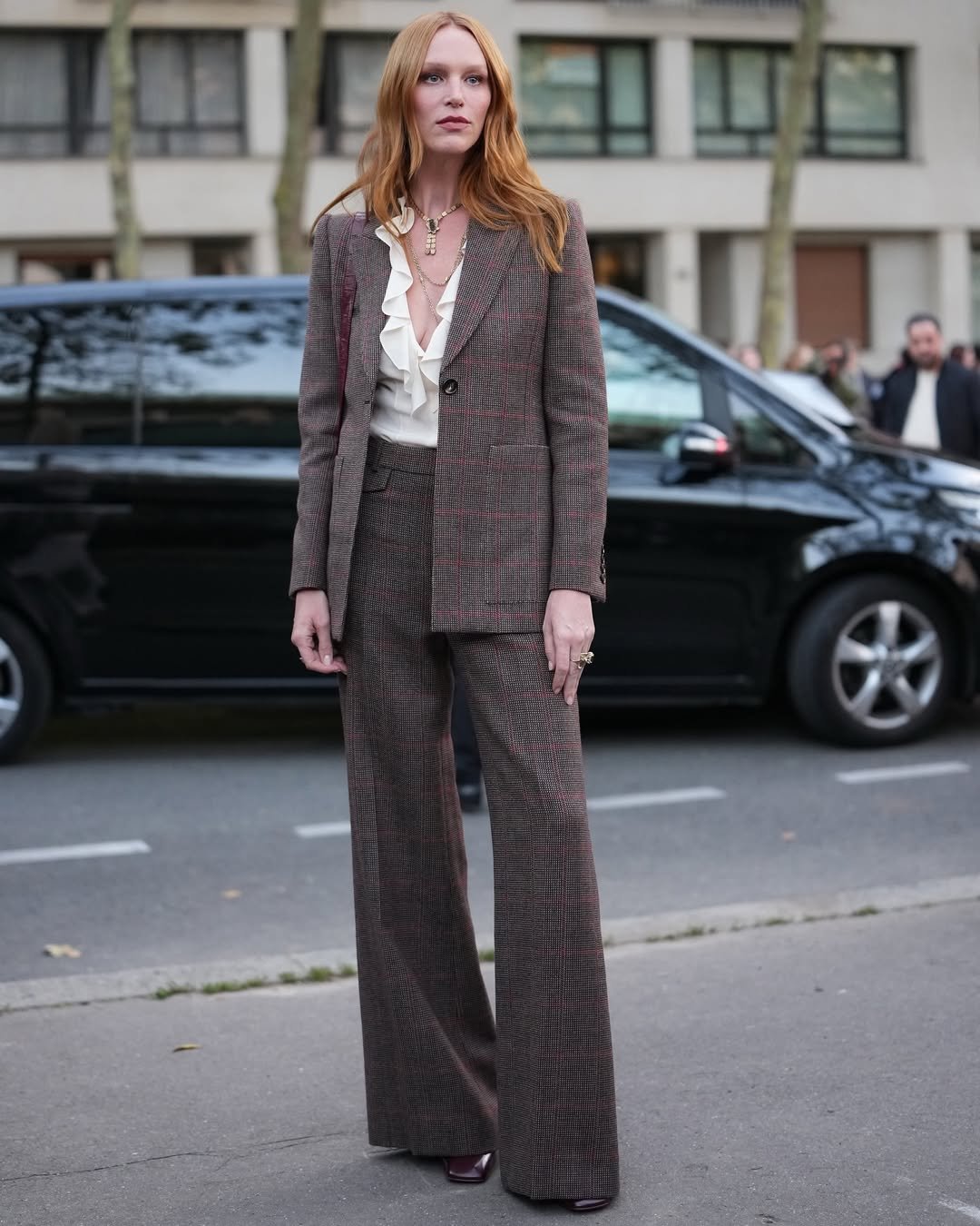 Earthy Plaid Structured Modest Workwear