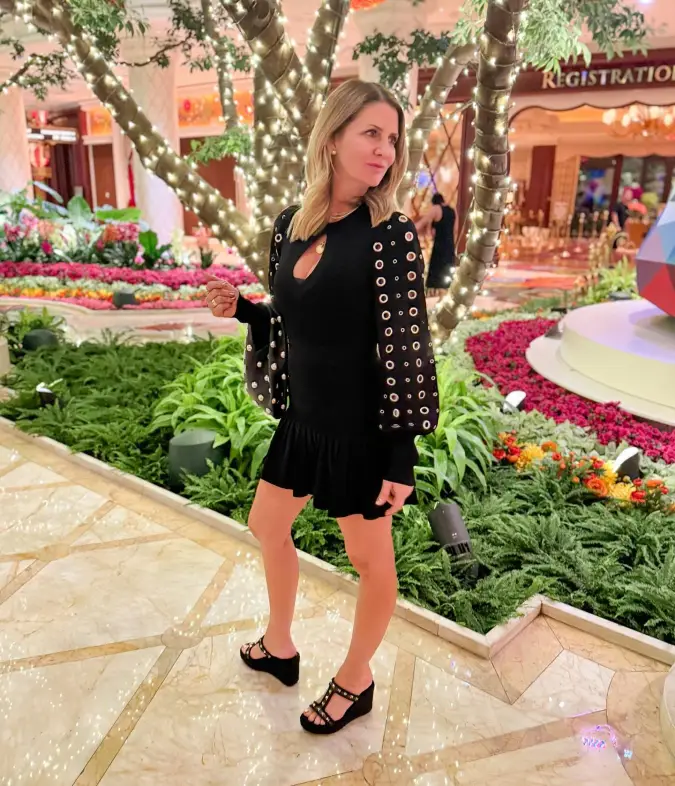 Edgy Black Grommet Detail Mini Dress