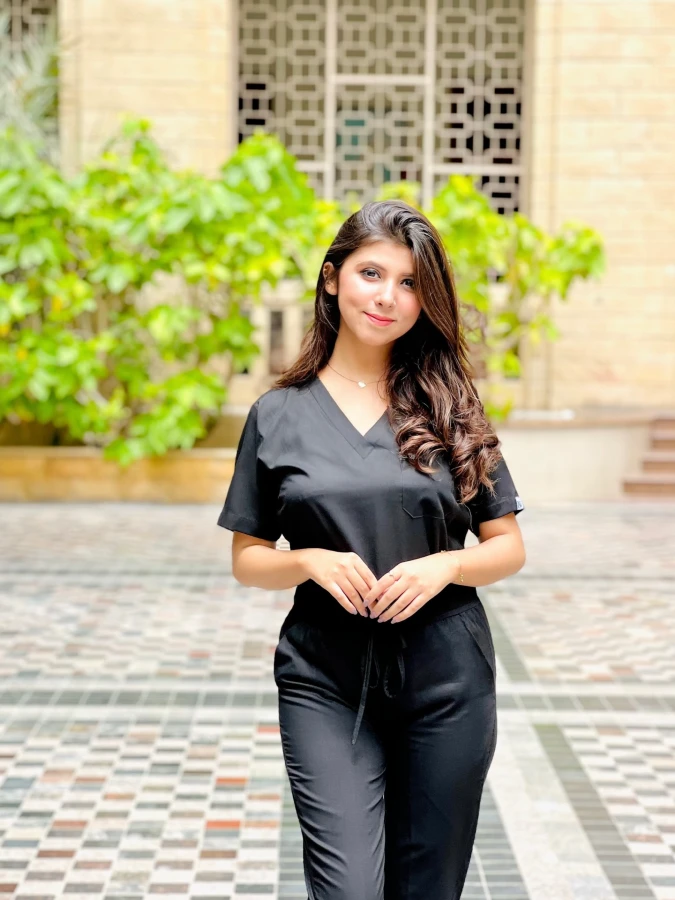 Elegant Casual Black Scrub Set