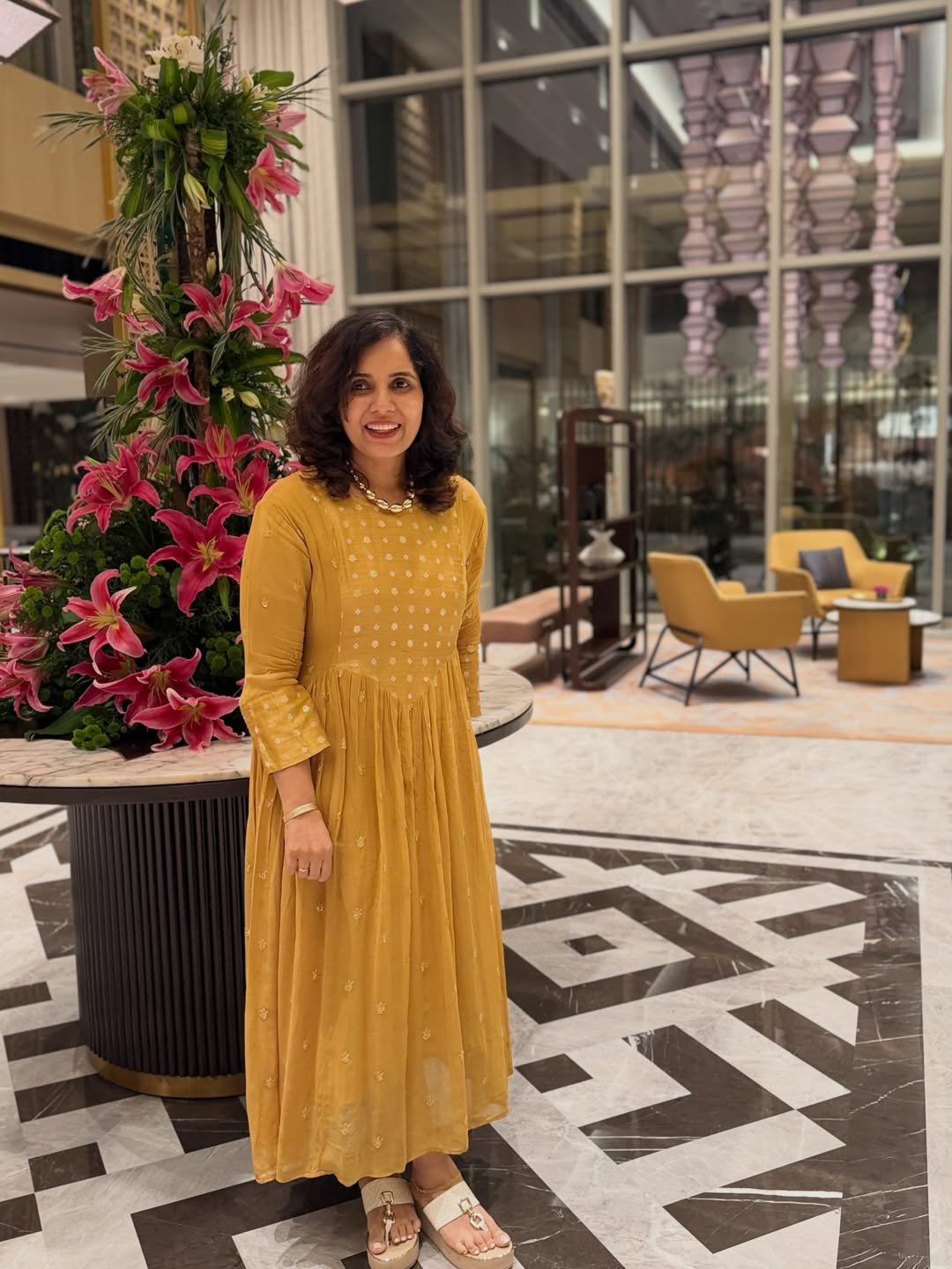 Elegant Mustard Anarkali Kurti