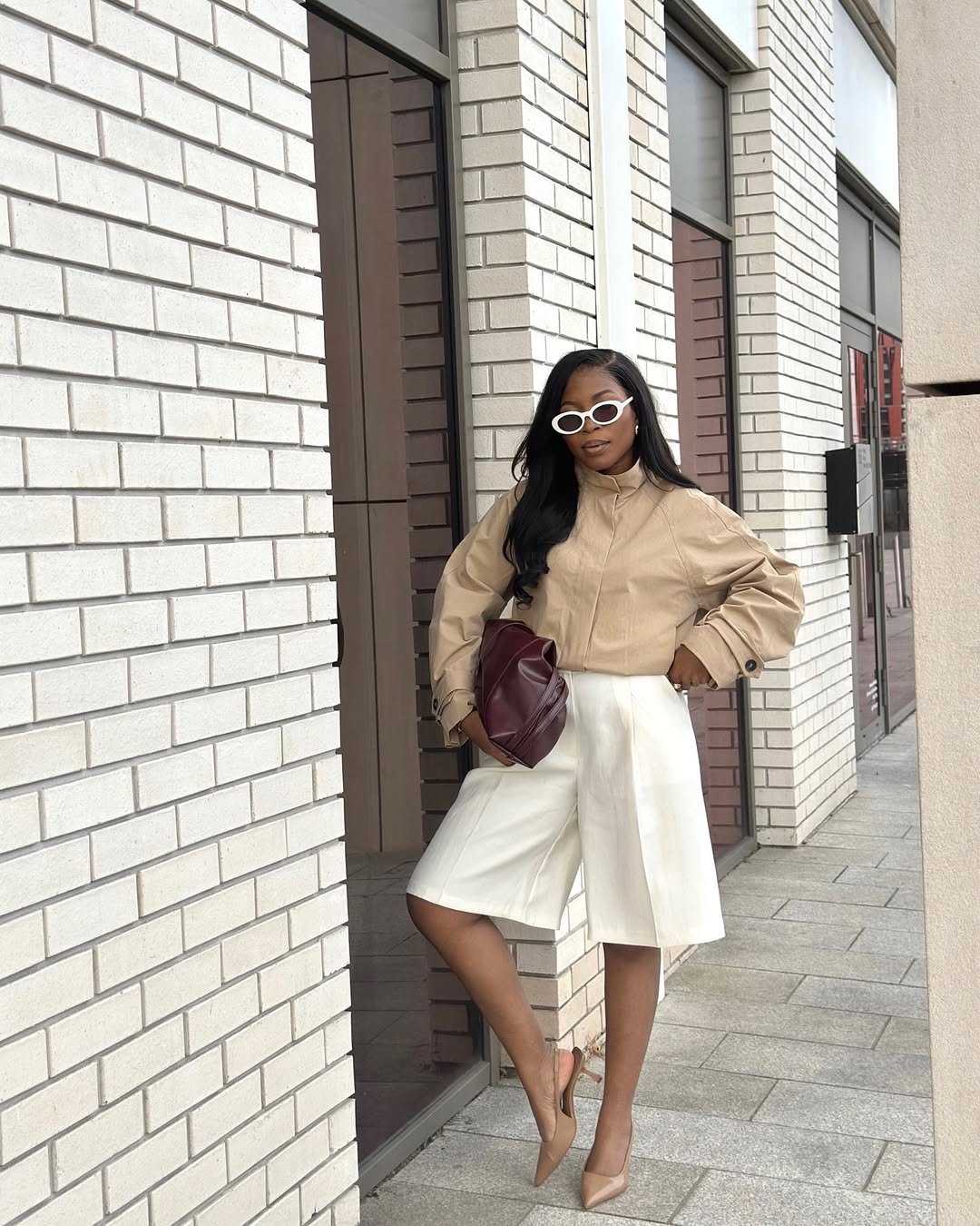 Elevated Neutral Bermuda Shorts and Blouse