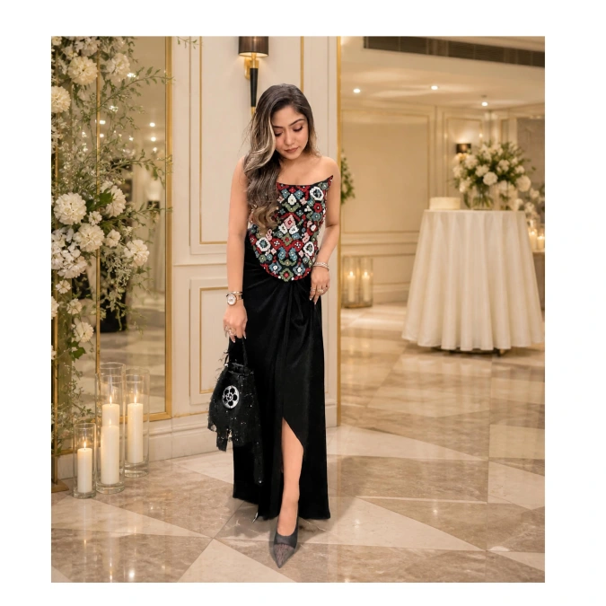  Embroidered Velvet Elegance