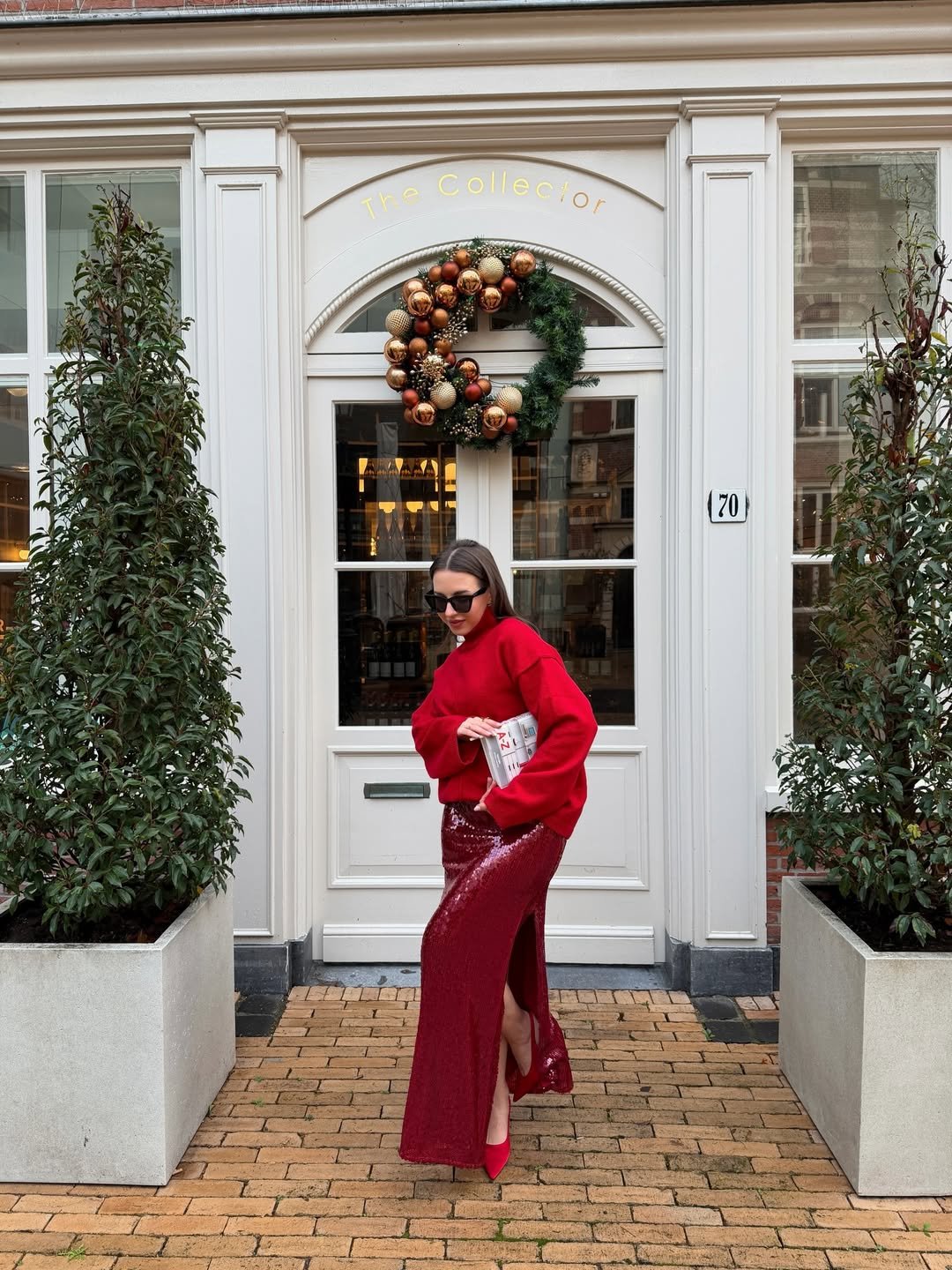 Festive Sequin Skirt and Mock Neck Ensemble