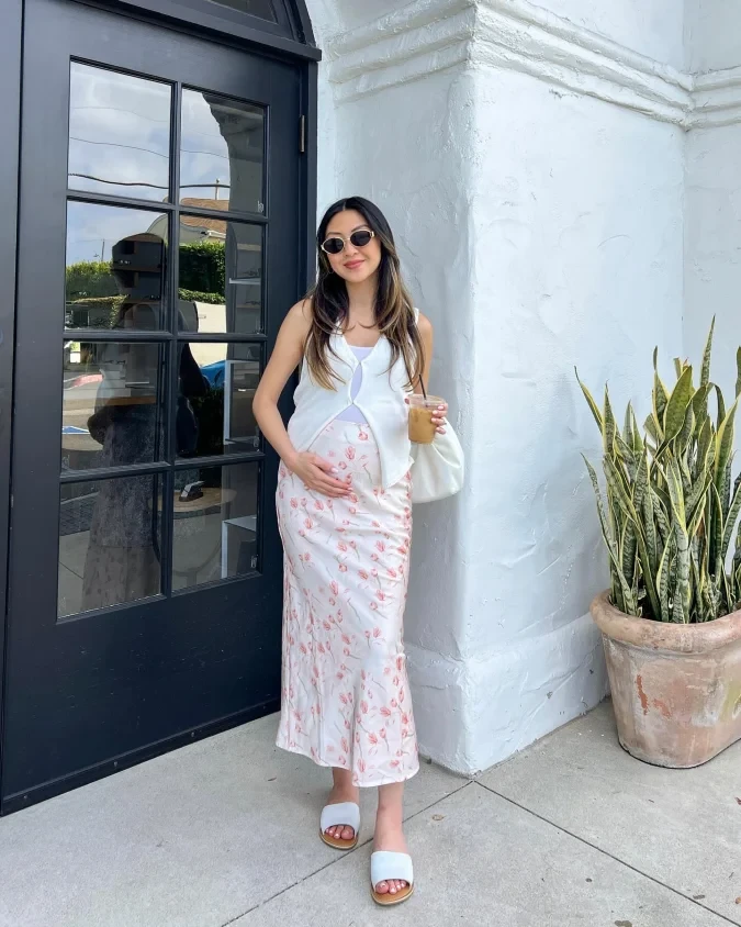 Floral Slip Skirt and Soft Knit Layer