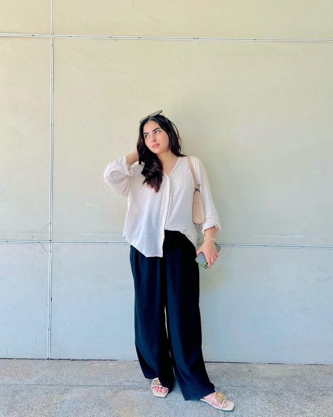 Flowing Button-Down, Comfortable Wide Leg Trousers, Relaxed Weekend School Style