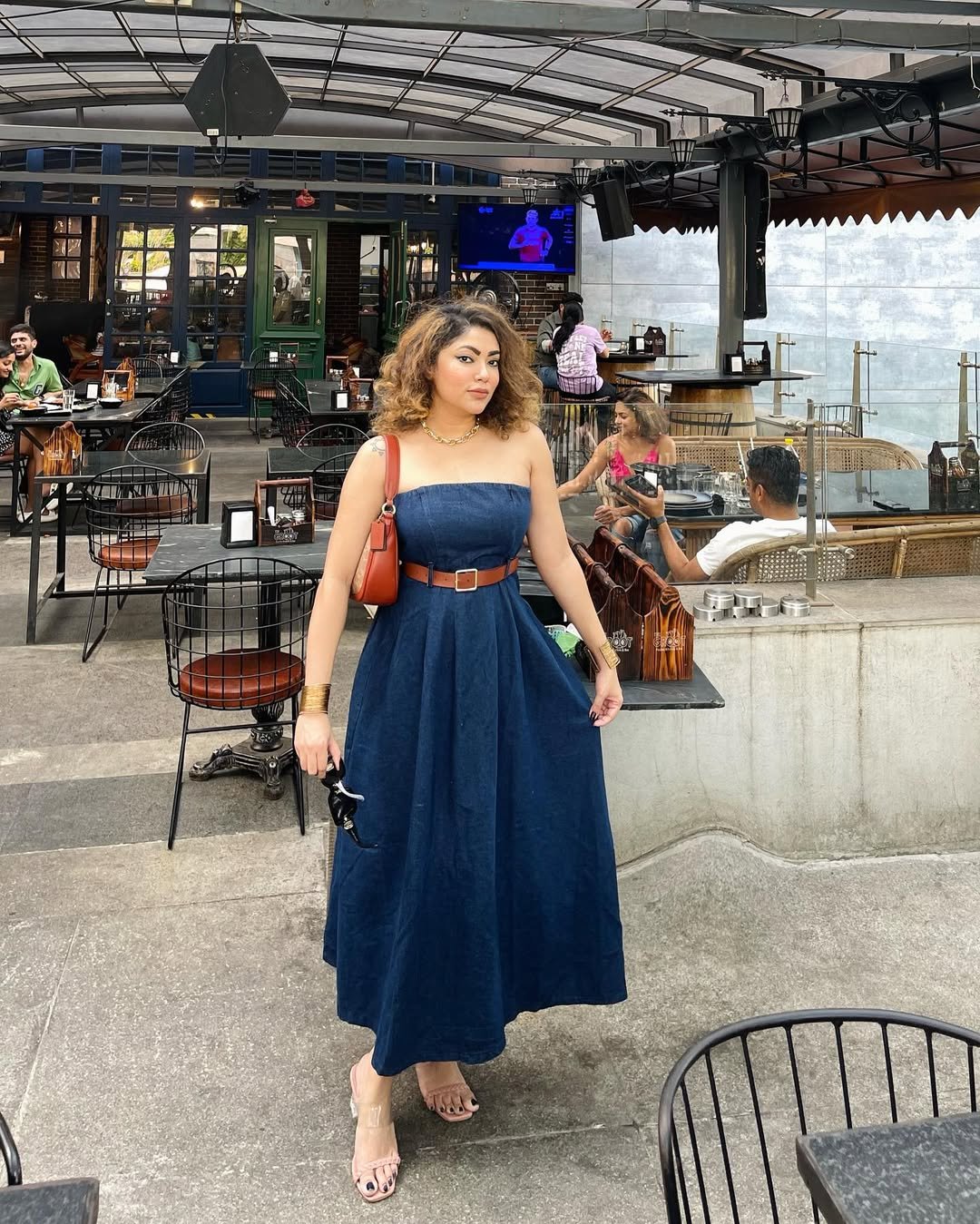 Indigo Cotton A-Line Effortless Midday Elegance