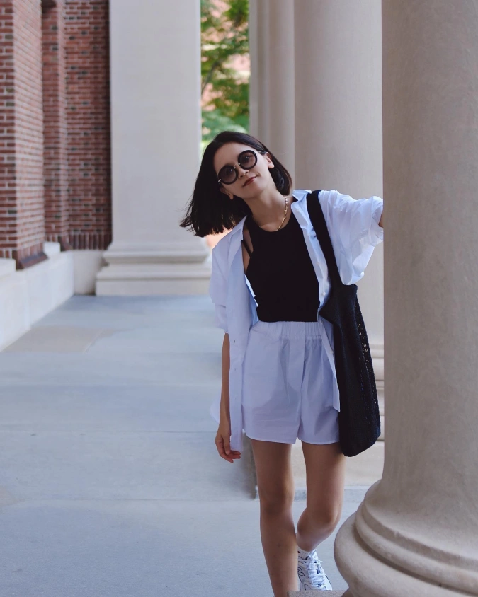 Layered Button Down, Soft Cotton Shorts, Functional Academic School Style