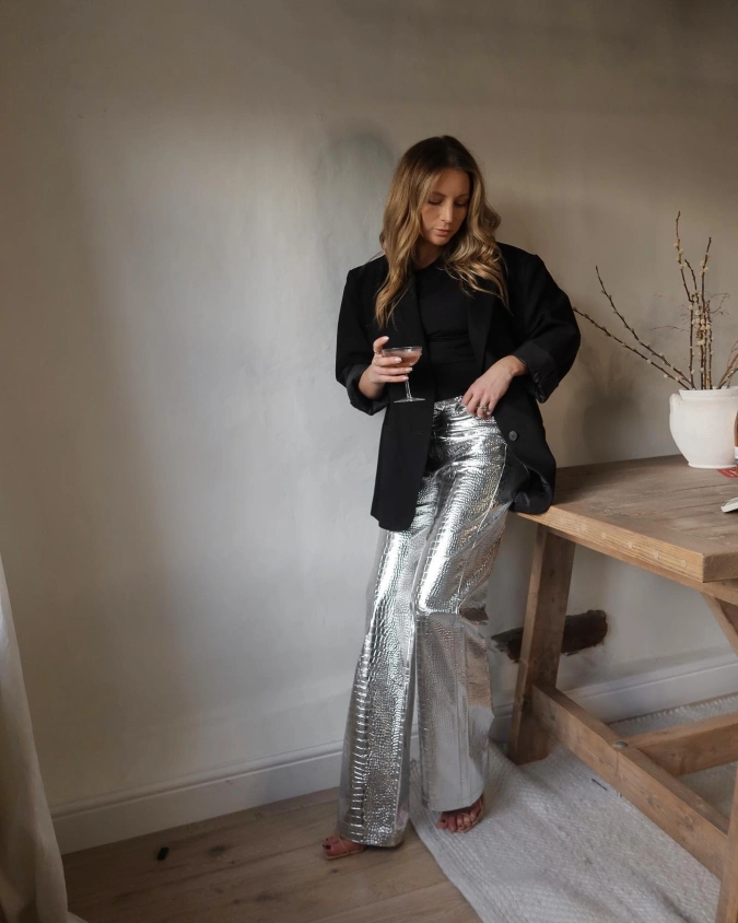 Metallic Silver Trousers and Blazer