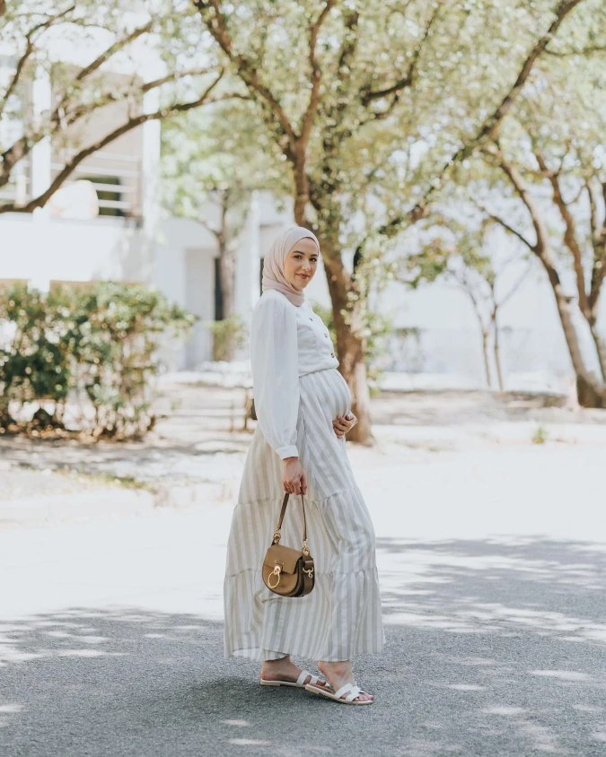 Modest Striped Maxi Dress Look