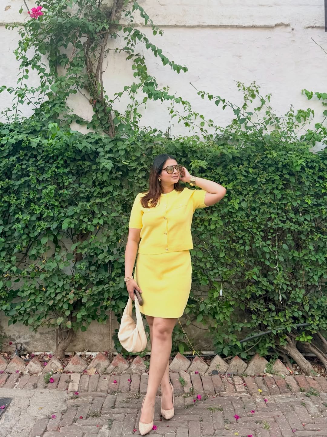 Monochromatic Knit Skirt Set