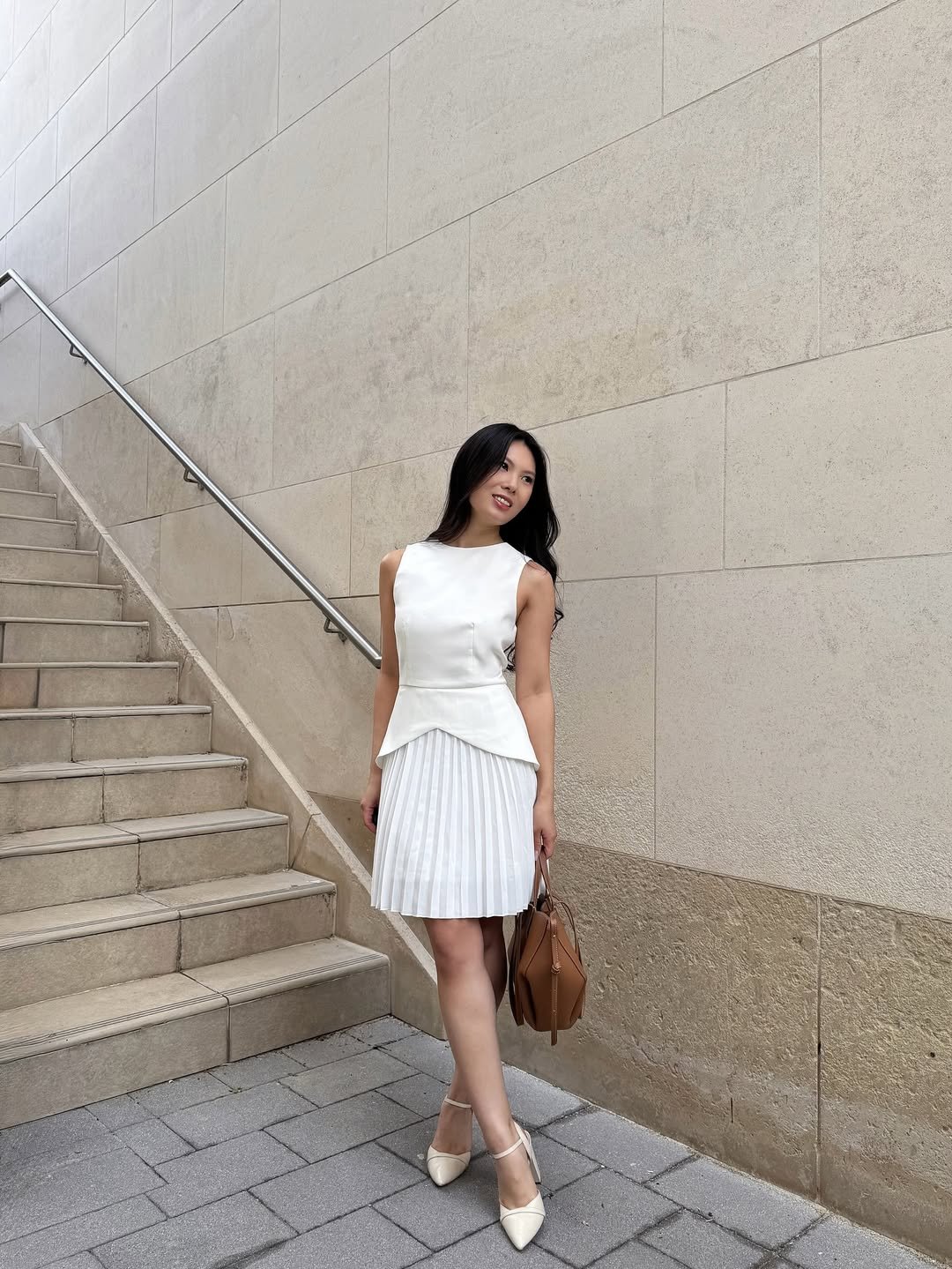 Monochromatic Pleated Dress