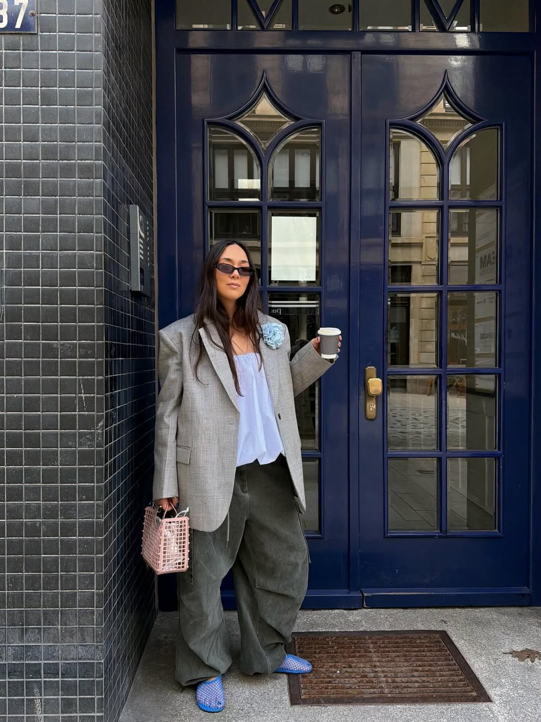 Oversized Blazer and Cargo Pants Street Style