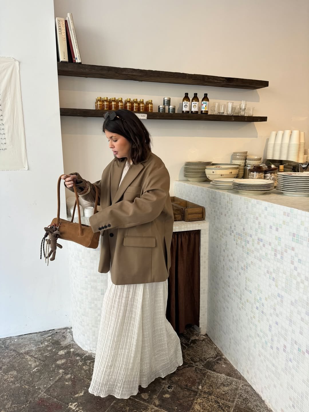 Oversized Earthy Blazer and Pleated Maxi Skirt Casual Chic Layers