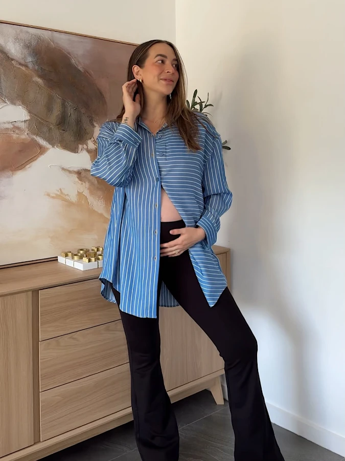Oversized Shirt and Flared Pants Combo