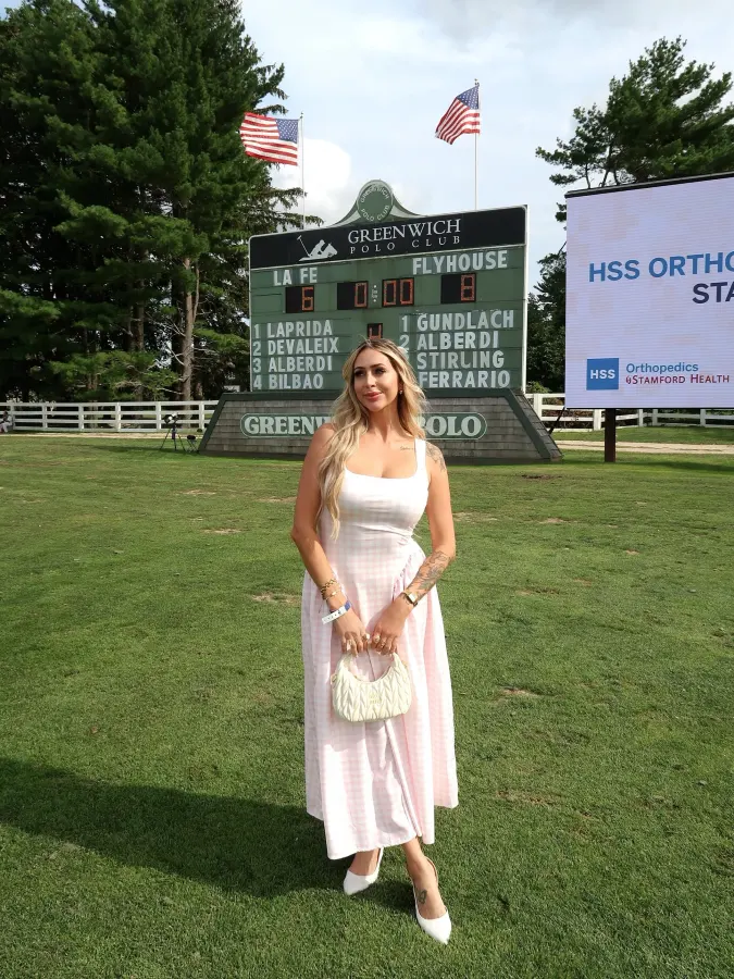 Pink Gingham Midi Dress with Structured Bodice at Polo Scoreboard Lawn