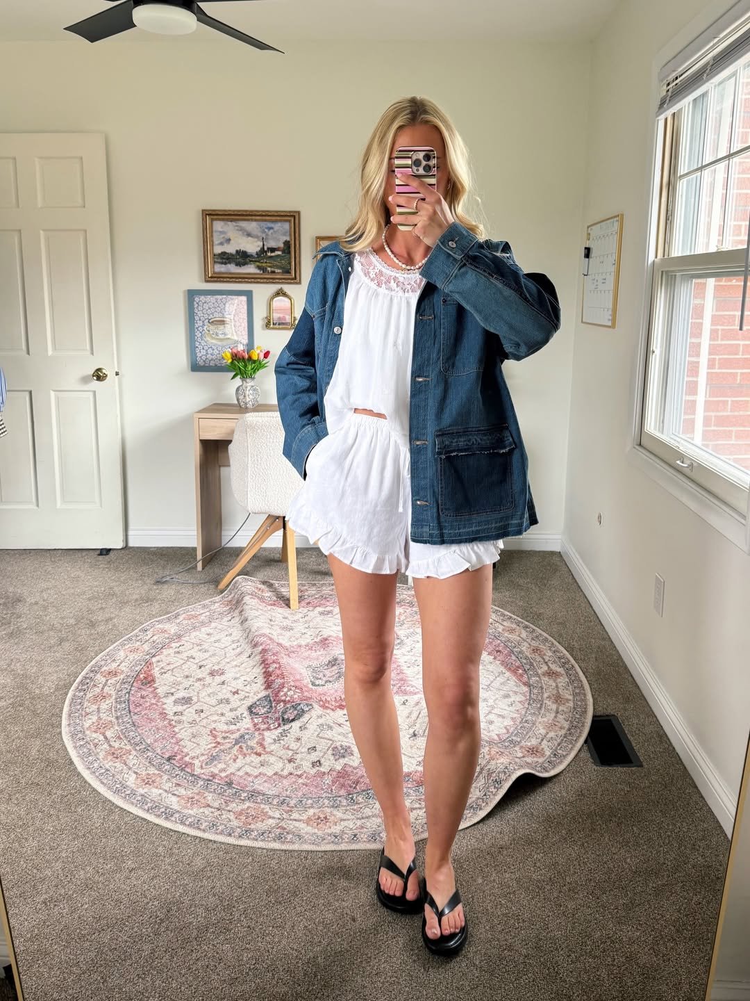 Playful Co-Ord Set and Oversized Denim Jacket