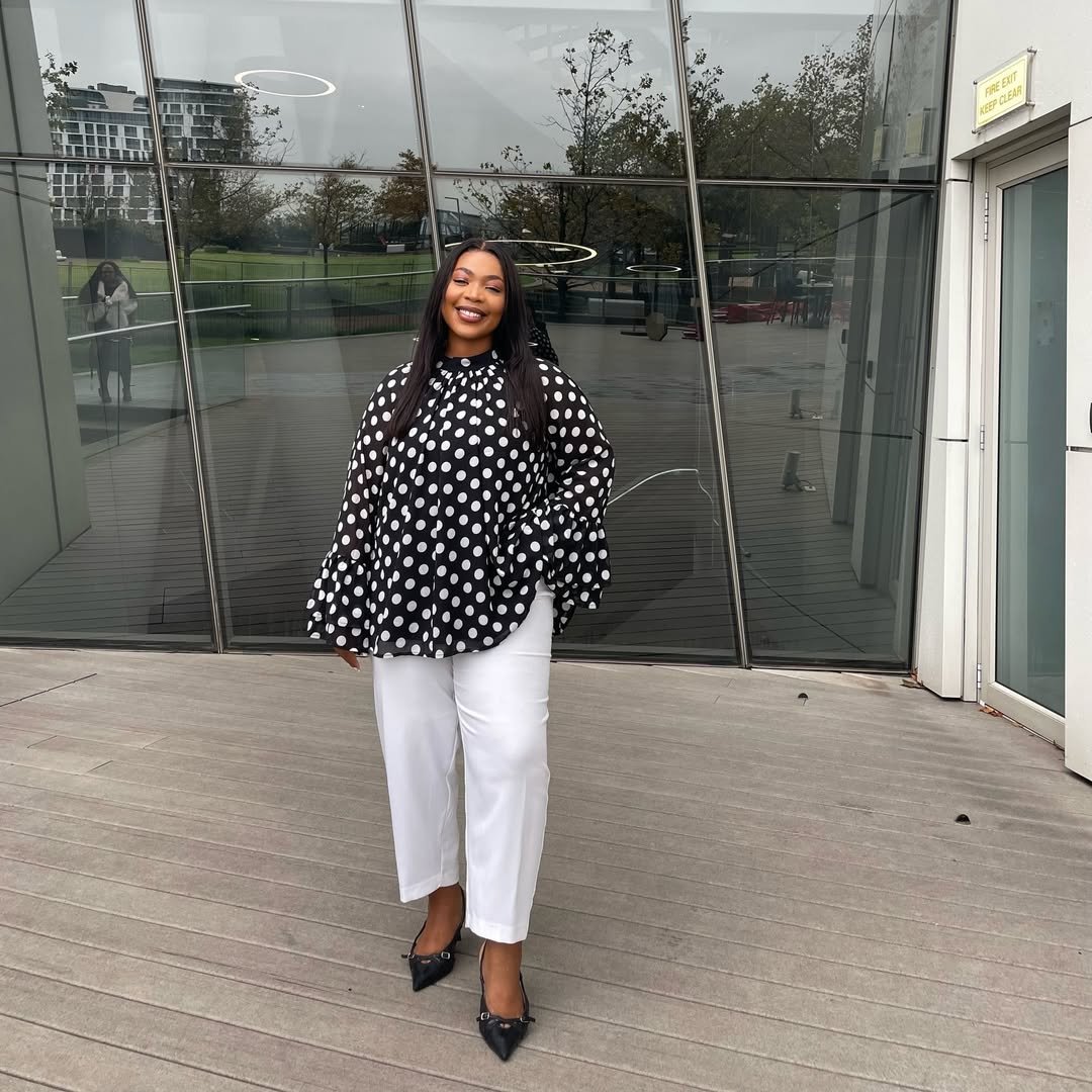 Polka Dot Statement, Relaxed Fit, Monochromatic Creative Industry Professional Look