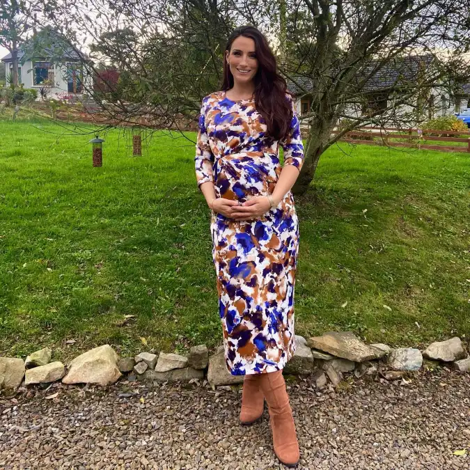 Printed Midi Dress With Boots