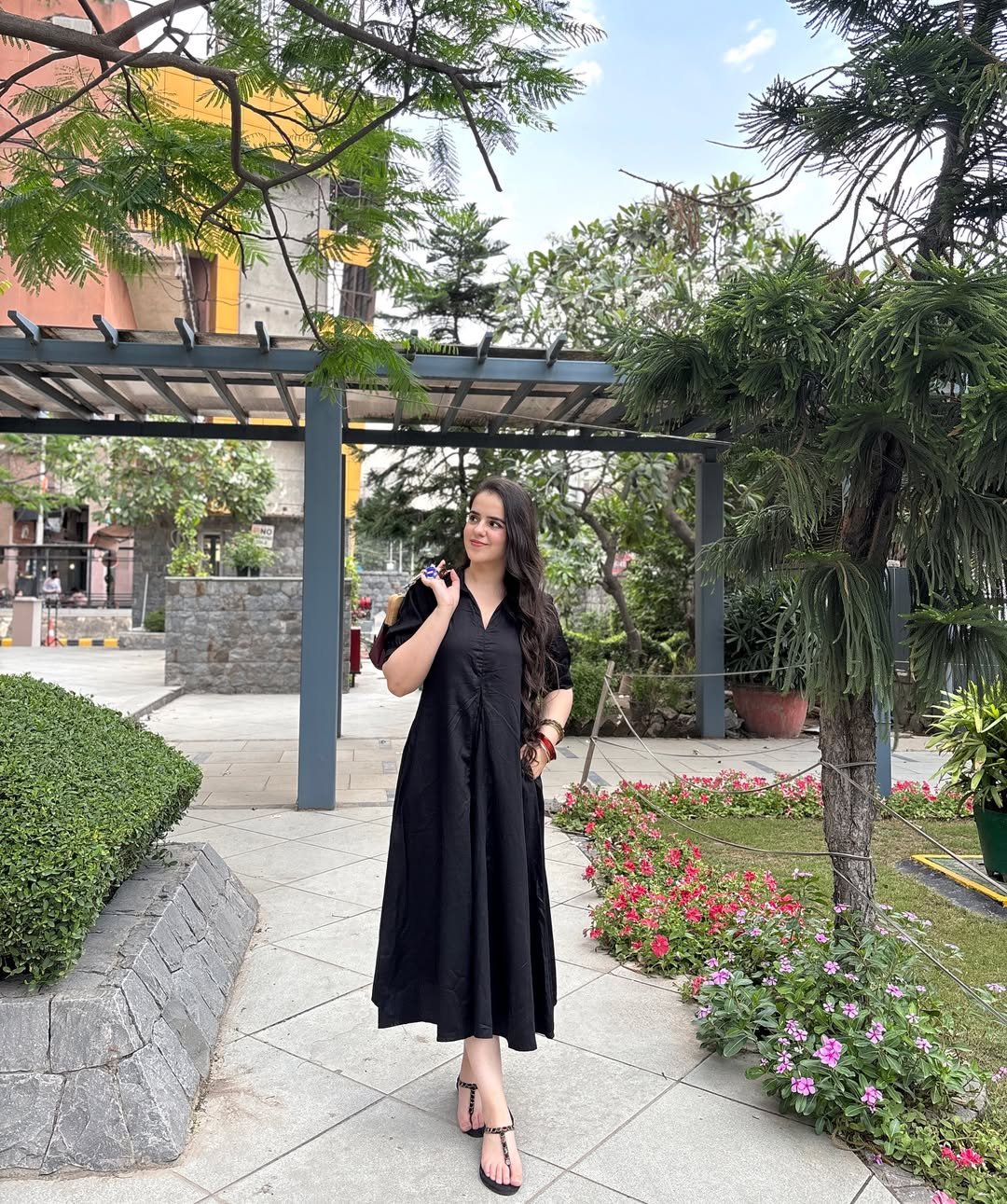 Relaxed Midnight Midi Dress Breezy Professionalism