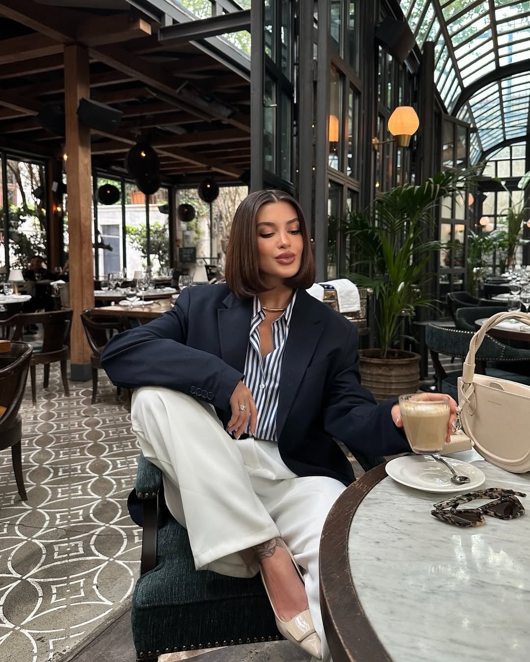 Relaxed Power Suit and Striped Shirt